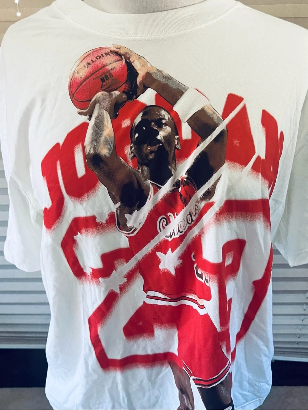 Jordan White T-Shirt with Red Graphic Michael Jordan Dunk